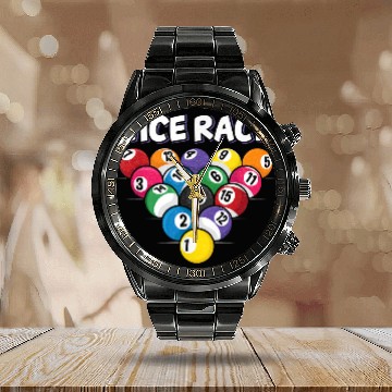 Discover Funny Nice Rack Billiards Pool Player Gift 15 Billiard Balls 1 Baseball Tees Calendar Steel Band Watch