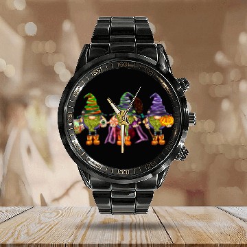 Discover halloween gnomes gnome witch hat hello fall vibes Calendar Steel Band Watch