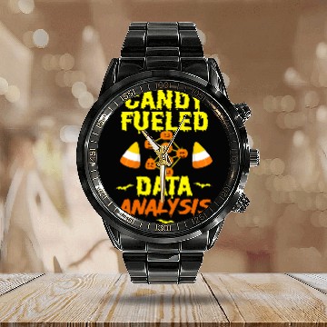 Discover Halloween Data Scientist Mining Analyst Statistics Data Nerd 3 Calendar Steel Band Watch
