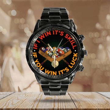 Discover Mens Pool Billiard For Pool Player Billiard Player Calendar Steel Band Watch