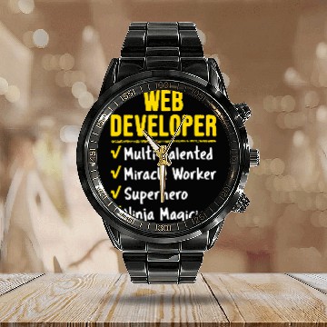Discover Web Developer Miracle Worker Superhero Ninja Funny Job Gift Calendar Steel Band Watch