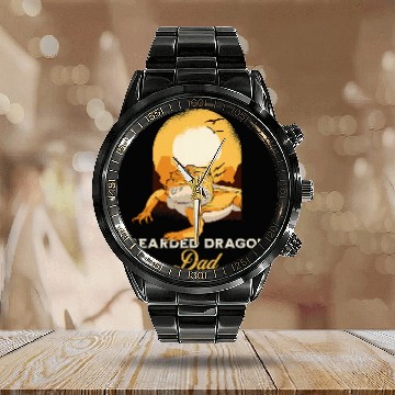 Discover Mens Bearded Dragon Dad Reptile Lizard Lover Zip Calendar Steel Band Watch