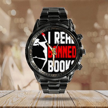 Discover I Read Banned Book Bookworm Reader Nerd Bookish Librarian Zip Calendar Steel Band Watch
