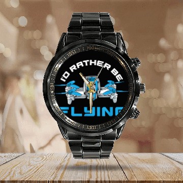 Discover Id Rather Be Flying Drone Funny Quadcopter Drone Pilot Calendar Steel Band Watch