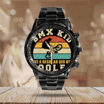 Discover BMX Kid Like Regular But Cooler Baseball Tees Calendar Steel Band Watch