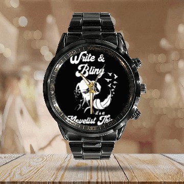 Discover Writer Write And Bling Reading Book Lover Writing Novel Calendar Steel Band Watch