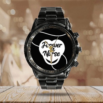 Discover Forever a nurses Nursing Student Stethoscope Funny LPN CNA Zip Calendar Steel Band Watch