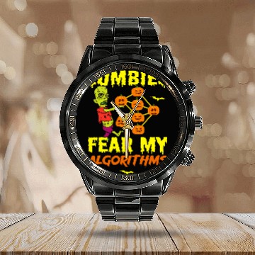 Discover Halloween Data Scientist Mining Analyst Statistics Data Nerd 6 Calendar Steel Band Watch
