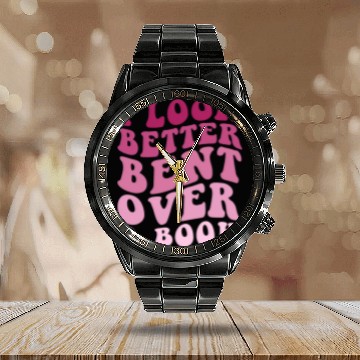 Discover Literary Bookish Charisma I Look Better Bent Over A Book Zip Calendar Steel Band Watch