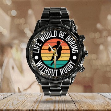 Discover Life Would Be Boring Without Rugby Cool Rugby Player 1 Baseball Tees Calendar Steel Band Watch