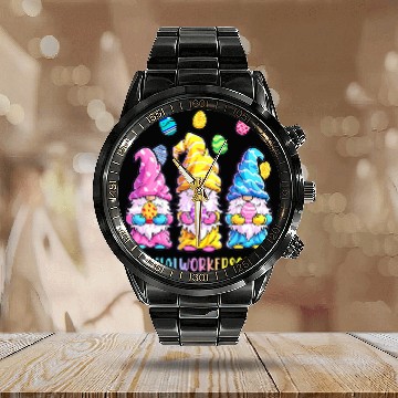 Discover Social Worker Easter nurses Squad Gnomes Calendar Steel Band Watch