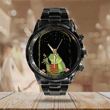 Discover Cottagecore Frog Book Design for a Nature Lover 2 Calendar Steel Band Watch