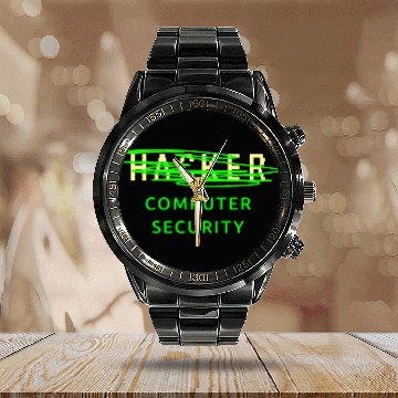 Discover Computer Security Funny Programmer Hackathon Costume Calendar Steel Band Watch