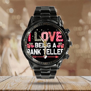 Discover I Love Being A Bank Teller Leopard Valentines Day Teller Baseball Tees Calendar Steel Band Watch