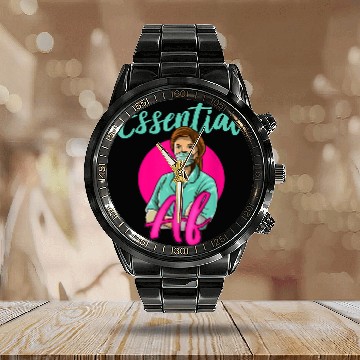 Discover Nursing Student Doctor Essential AF nurses Calendar Steel Band Watch