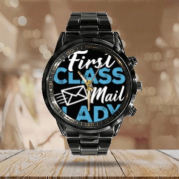 Discover First Class Mail Lady Postal Worker Postwoman Mailman 3 Calendar Steel Band Watch