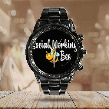 Discover Social Working Bee Bumblebee Funny Social Worker Calendar Steel Band Watch