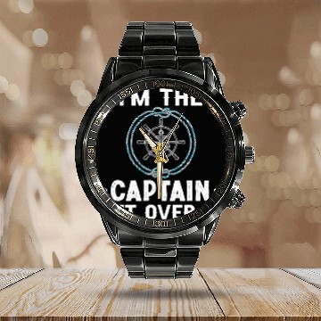 Discover im captain get over it sailing boat Zip Calendar Steel Band Watch