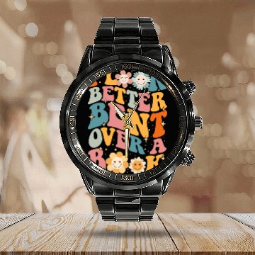 Discover I see better bent over a book Baseball Tees Calendar Steel Band Watch