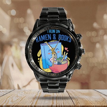 Discover I Run On Ramen Books Books Zip Calendar Steel Band Watch
