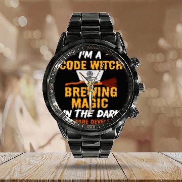 Discover Halloween Programmer Coder Software Web Developer Coding Calendar Steel Band Watch
