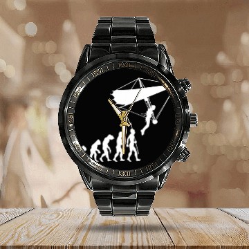 Discover Hang Glider Pilot Sky Gliding Airsport Soaring Evolution 3 Calendar Steel Band Watch