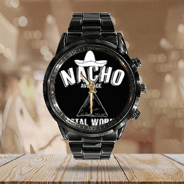 Discover Cinco De Mayo Nacho Average Postal Worker Mail Carrier Calendar Steel Band Watch