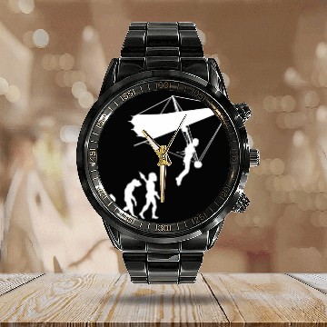 Discover Hang Glider Pilot Sky Gliding Airsport Soaring Evolution Zip Calendar Steel Band Watch