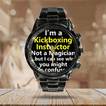 Discover Funny Kickboxing Instructor Job Career Occupation Karate Baseball Tees Calendar Steel Band Watch