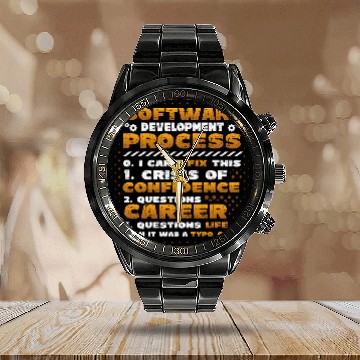 Discover Software Development Process Programming 1 Calendar Steel Band Watch