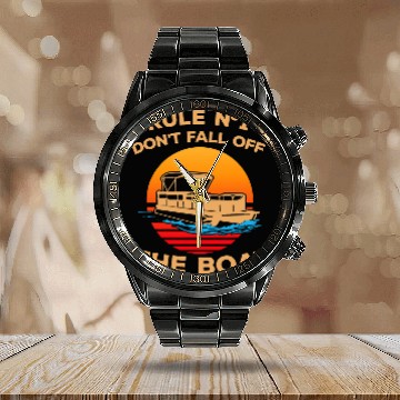 Discover Dont Fall Off The Boat Pontoon Boating Sea Life Calendar Steel Band Watch