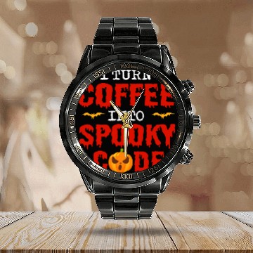 Discover Halloween Programmer Coder Software Web Developer Coding 7 Calendar Steel Band Watch
