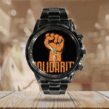 Discover Solidarity Fist Physical Job Labor Union Worker Protests Calendar Steel Band Watch