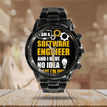 Discover Software Engineer Programming Developer Programmer Coding Calendar Steel Band Watch