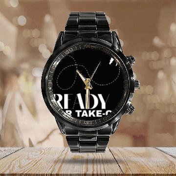 Discover Ready for takeoff airplane route map flight Calendar Steel Band Watch