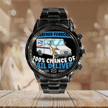 Discover Mailman Weather Forecast 100 Mail Delivery Postal Worker Calendar Steel Band Watch