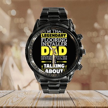 Discover Flooring Installer Worker Dad Design for Fathers Day Baseball Tees Calendar Steel Band Watch