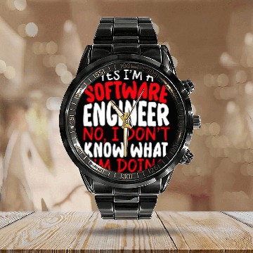 Discover Software Engineer Computer Programmer Programming Code 9 Calendar Steel Band Watch