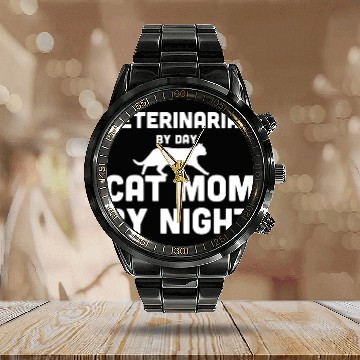 Discover Veterinarian By Day Cat Mom By Night Calendar Steel Band Watch