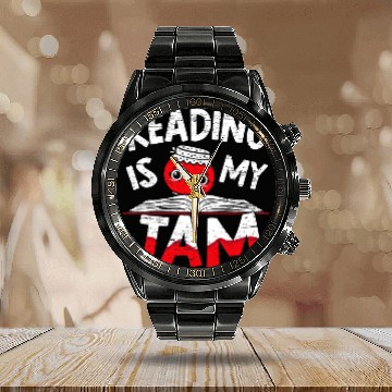 Discover Mens Reading Is My Jam Book Lover Bookworm Nibrarian Nerd Baseball Tees Calendar Steel Band Watch