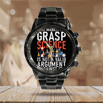 Discover Your Inability To Grasp Science Lover Scientist Physics Baseball Tees Calendar Steel Band Watch