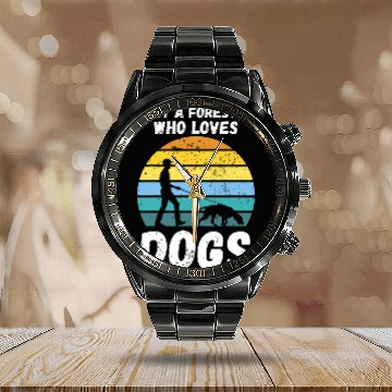 Discover Forest Forestry Worker Dogs Forester Calendar Steel Band Watch
