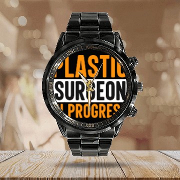 Discover Plastic Surgeon In Progress Surgery Expert Doctor Graphic Calendar Steel Band Watch