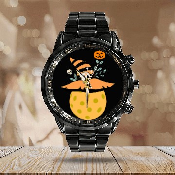 Discover Funny Spooky Halloween Pumpkin Pickleball WitchWizard Gift Baseball Tees Calendar Steel Band Watch