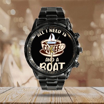 Discover Boat Coffee Sailors Captains Sailors Calendar Steel Band Watch