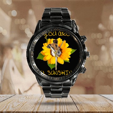 Discover You Are My Sunshine Fox Terrier Smooth Baseball Tees Calendar Steel Band Watch