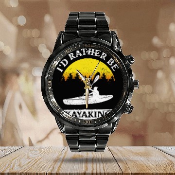 Discover Im rather be kayaking kayak Calendar Steel Band Watch