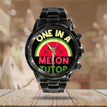 Discover You Are One In A Melon Tutor Watermelon Lover Tutor Gift Baseball Tees Calendar Steel Band Watch