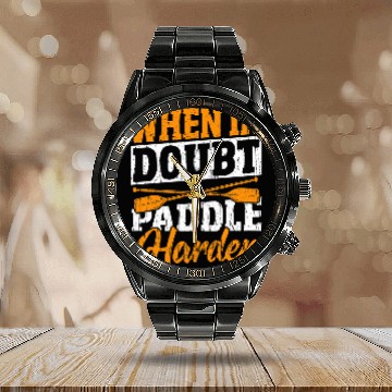 Discover Dragon Boat Paddle Harder Calendar Steel Band Watch