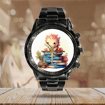 Discover Cute Book Nerd Axolotls Reading Library Calendar Steel Band Watch